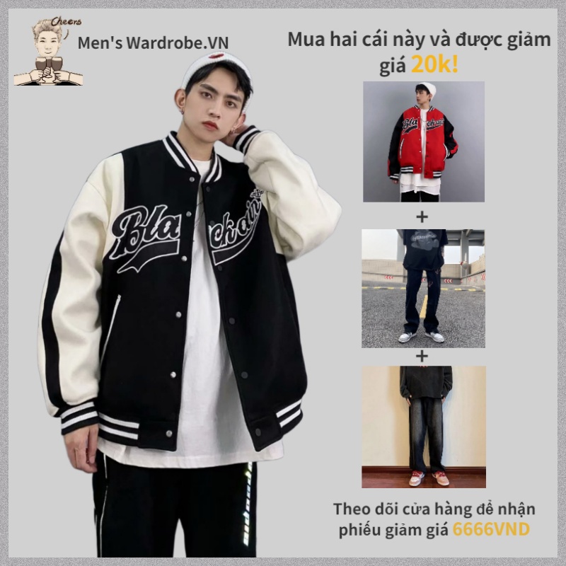 Áo khoác bóng chày tay dài phối hoạ tiết thêu dành cho nam nữ đồ bộ Bình thường quá khổ