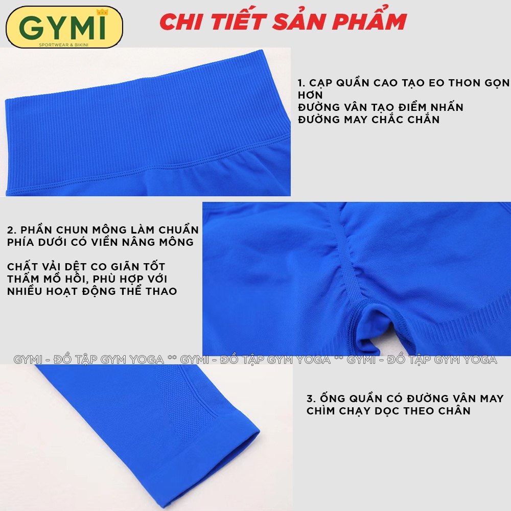 Quần tập gym yoga nữ GYMI QD46 dáng legging chun mông thể thao cạp cao chất dệt kim co giãn