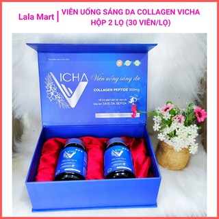 Viên uống sáng da collagen VICHA, viên uống collagen làm trắng da, tươi sáng rạng ngời- Hộp 2 lọ (30 viên/lọ)- Lala Mart