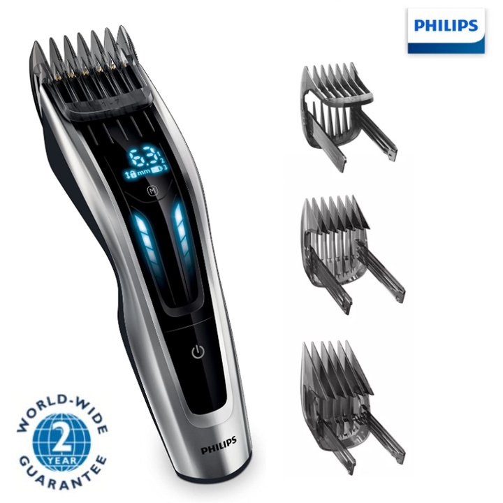 Tông đơ cắt tóc cao cấp Philips HC9450/15 - Đầu cắt lưỡi Titanium, tích hợp 3 cữ lược, pin Li-Ion