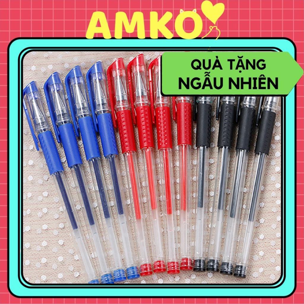 Bút Bi Nước Văn Phòng 0.5mm Mực Đều, Nét Chữ Đẹp Đủ Màu Xanh, Đen, Đỏ AMKO B19