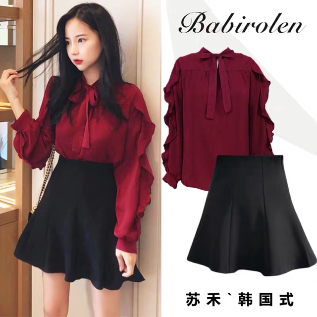 Set áo bèo và chân váy