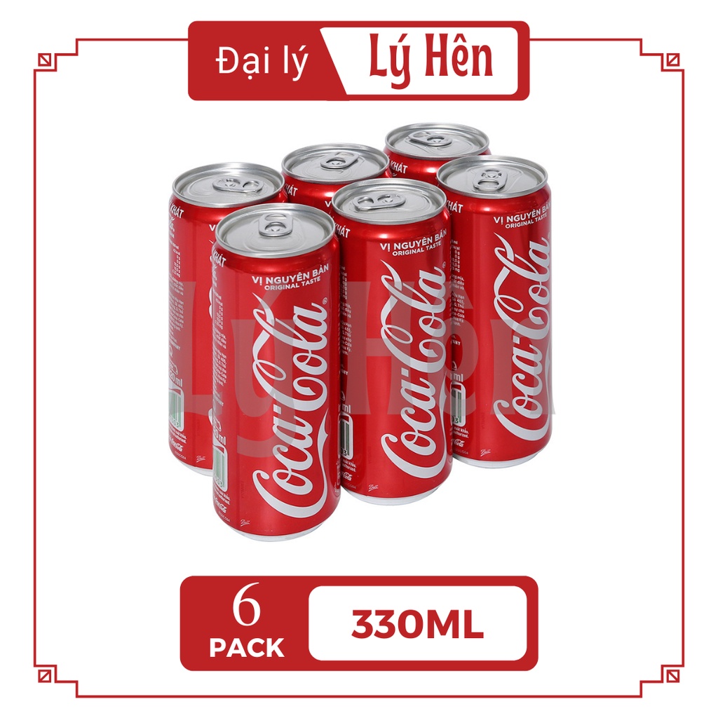 Lốc 6 Lon Nước Ngọt Có Gas Coca Cola Soft Drink Lon 330ml Date Luôn Mới
