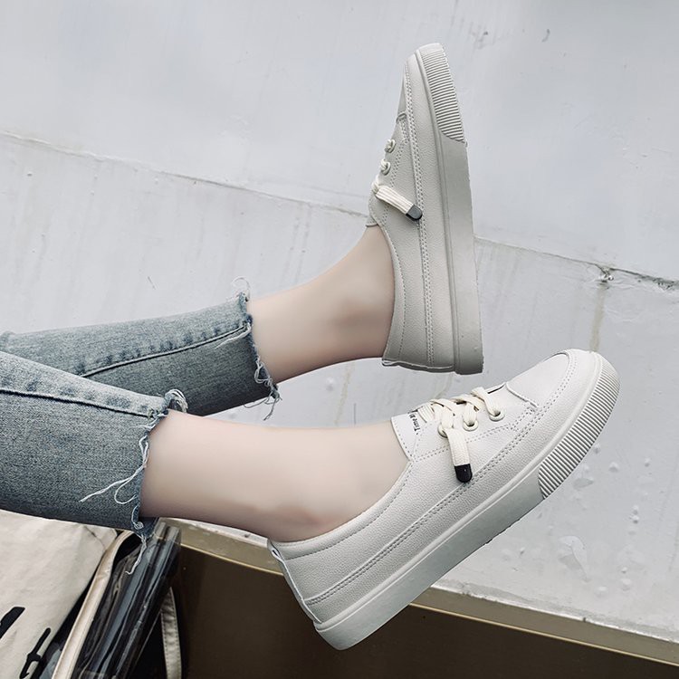 Giày Slip On Nữ Mũi Tròn Dây Rút Da Mềm - GS001