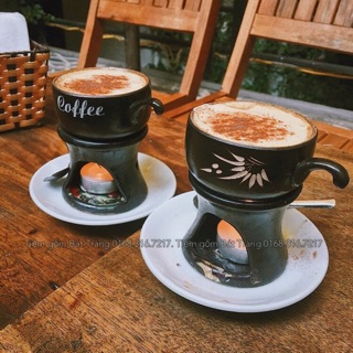 Bếp đun cà phê (có thể dùng xông tinh dầu) đèn xông tinh dầu gốm