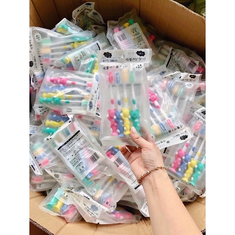 Set 4 chiếc bàn chải đánh răng cho bé yêu  hình thú ngộ nghĩnh đáng yêu