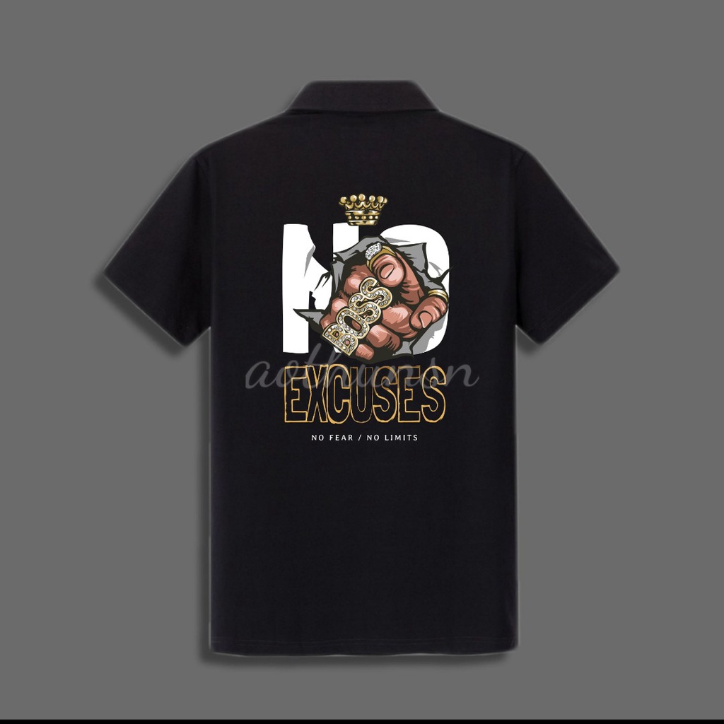 Áo thun cổ trụ cổ bâu polo NO EXCUSES