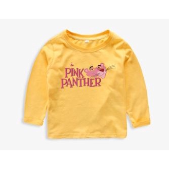 6 Colors Pink Panther Cartoon Pure Cotton Long Sleeve Tshirt (Wholesale Available)