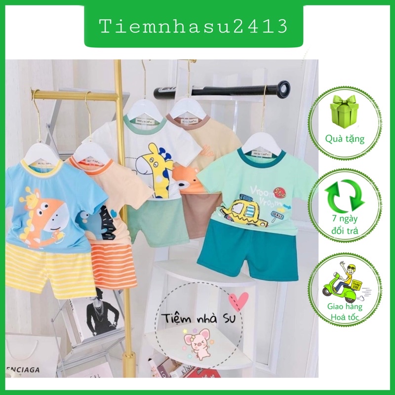 Sale bỏ mẫu - Bộ thun lạnh Minky Mom in hình siêu đẹp cho bé (05-16kg) - TIỆM NHÀ SU