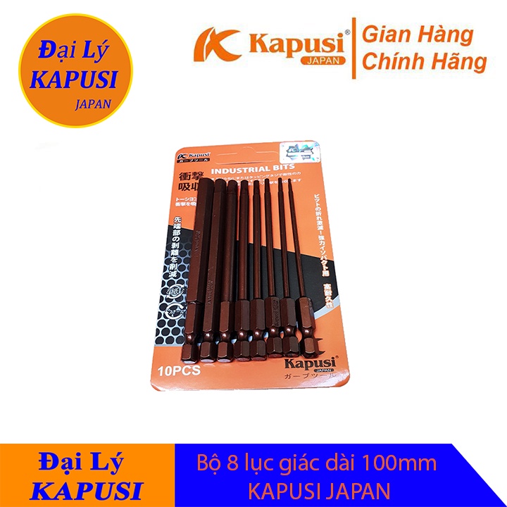 Bộ 8 lục giác cho máy khoan, máy bắn vít dài 100mm KAPUSI JAPAN