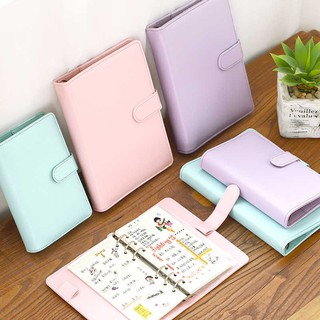 Planner Sổ da A5 bìa còng trơn ghi chép kế hoạch và planner và bullet journal tone pastel