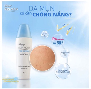 [Tặng Son Dưỡng] Sữa Chống Nắng Dưỡng Da Ngừa Mụn Sunplay Skin Aqua Acne Clear SPF 50+ PA++++ (25g)