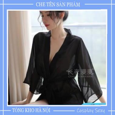 Áo Choàng Đi Biển Kiểu Dáng Kimono Kèm Đai Thắt Eo Chất Voan Cát Xuyên Thấu, Áo Choàng Ngủ Sexy Cosplay - ACVT005 TKVN