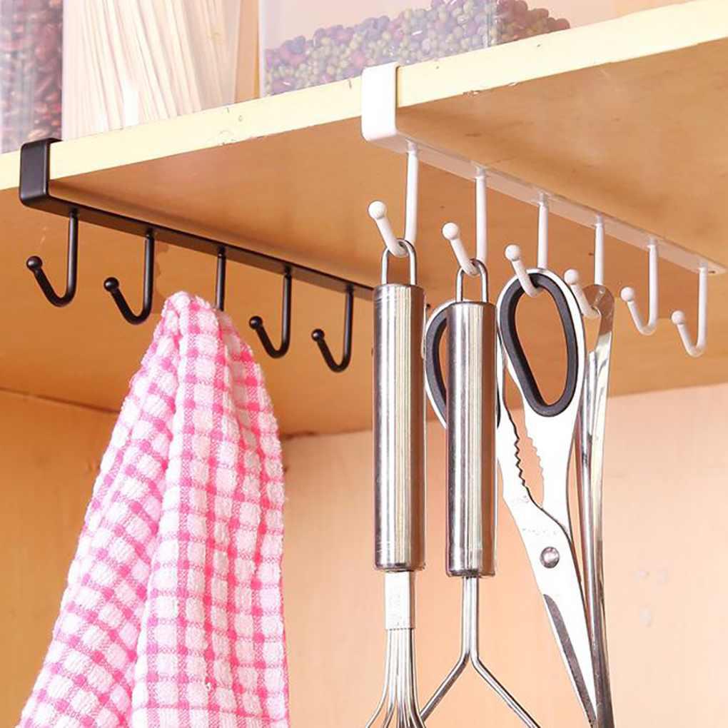Giá Treo Ly 6 Móc Bằng Sắt Màu Trắng / Đen