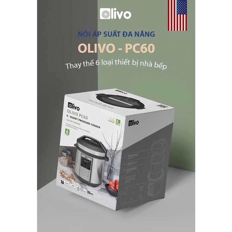 Nồi áp suất điện đa năng Olivo PC60  - Thương hiệu Mỹ  INBOX SHOP ĐỂ ĐƯỢC TẶNG QUÀ KHỦNG