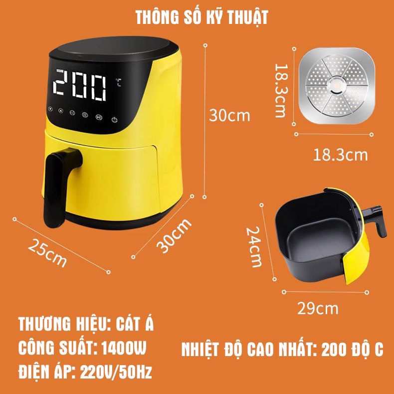 Nồi Chiên Không Dầu Cát Á - CR5120, công suất 1400W, dung tích 3.5L BẢO HÀNH CHÍNH HÃNG