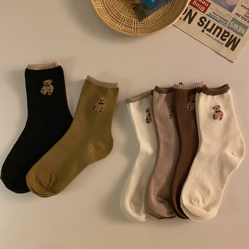 NUZIRO  Set 6 đôi vớ cotton phong cách Hàn Quốc cho nữ