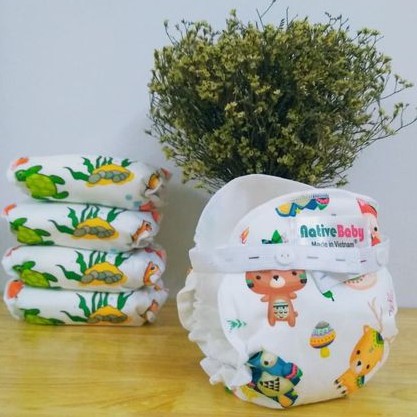 SET 4 bỉm vải Native Baby chống hăm, chống tràn - Free size 0-3 tuổi (tối đa 15kg)