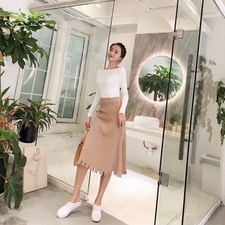 [New 2019] Chân váy len nữ dài chất len mịn dày