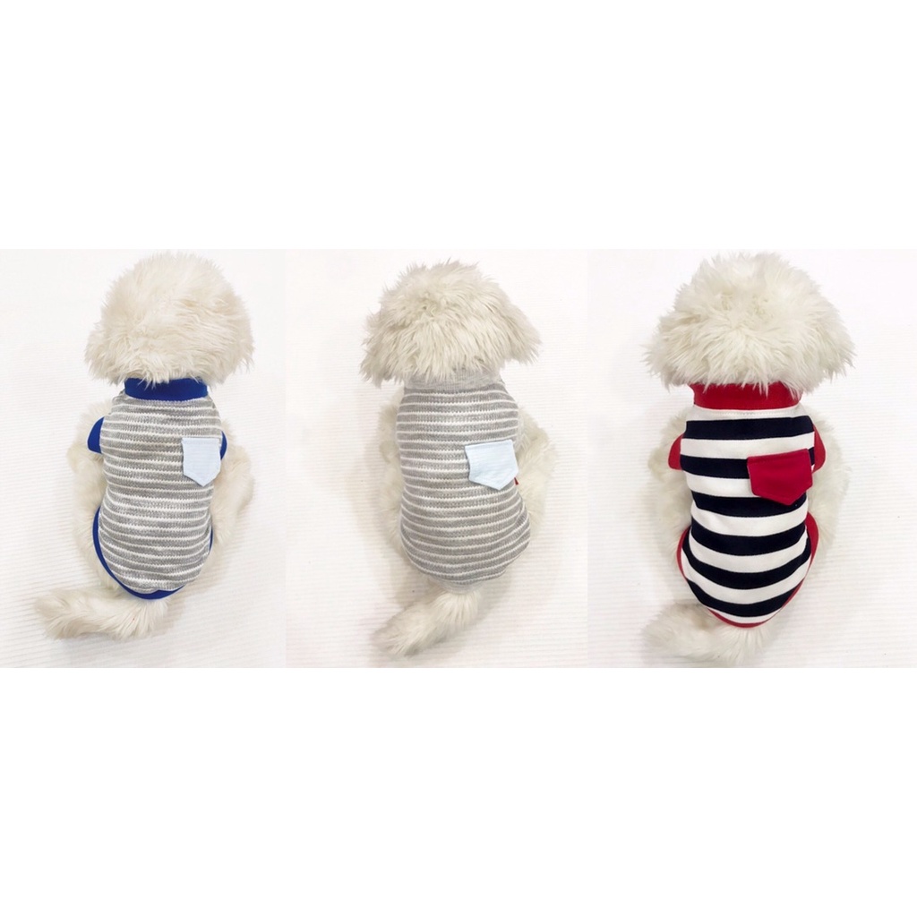 Áo thun mùa hè màu sọc có túi thời trang dành cho thú cưng, quần áo dành cho chó mèo LaLi Petfashion