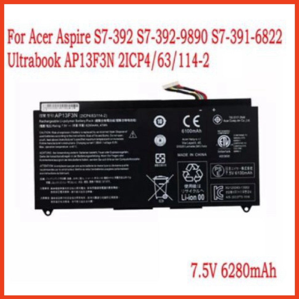 [Giá hủy diệt] PIN ZIN Pin Laptop ACER ASPIRE S7-392 ZIN – 4 CELL - Aspire S7-392 AP13F3N