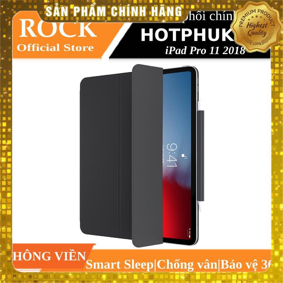 Bao da siêu mịn chống sốc cho iPad Pro 11 2018 hiệu Rock Ultra thin Magetic (Smart Sleep Cover) - Hàng chính hãng