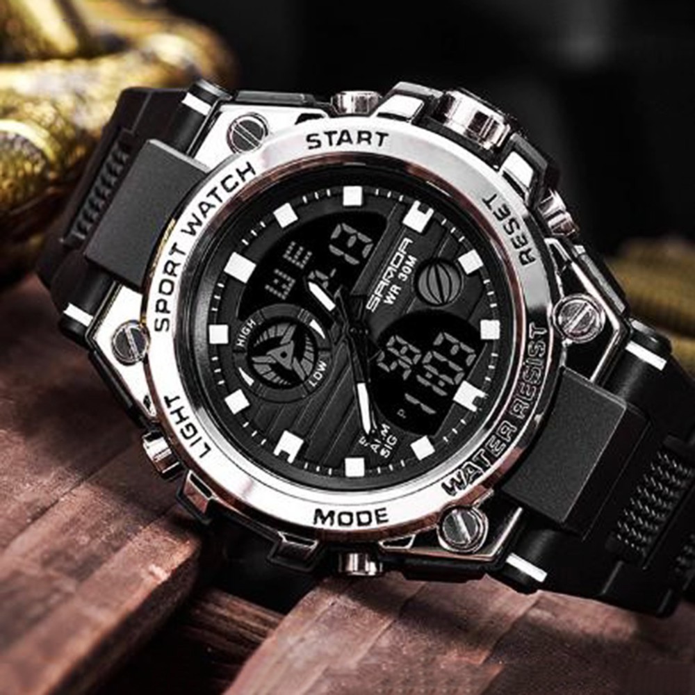 [ẢNH + VIDEO] Đồng hồ nam SANDA máy Nhật, đồng hồ thể thao dây khớp nhựa vòng cung SD05 | BigBuy360 - bigbuy360.vn