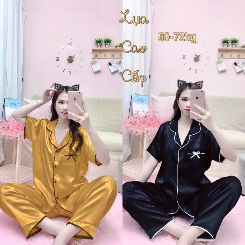 (SIÊU RẺ) Bộ pijama lụa nơ BIGSIZE dài 60-75kg