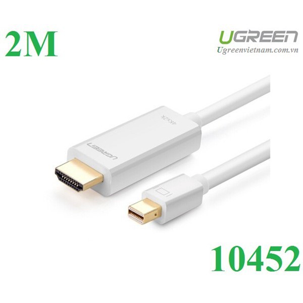 Cáp Mini DisplayPort (Thunderbolt) to HDMI dài 2M độ phân giải 4K Ugreen 10452 chính hãng (Màu Trắng