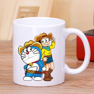 Cốc sứ uống trà cà phê in hình mèo máy Doraemon dễ thương-phim hoạt hình vui nhộn