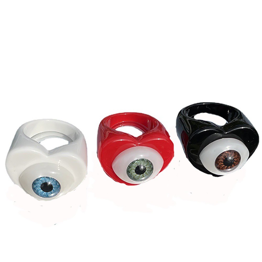 Nhẫn nhựa resin nhiều màu sắc hình mắt quỷ hoạt hình phong cách Hàn Quốc