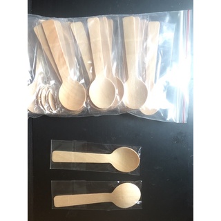 Muỗng gỗ bọc màng 10cm (50 cái/1 túi)
