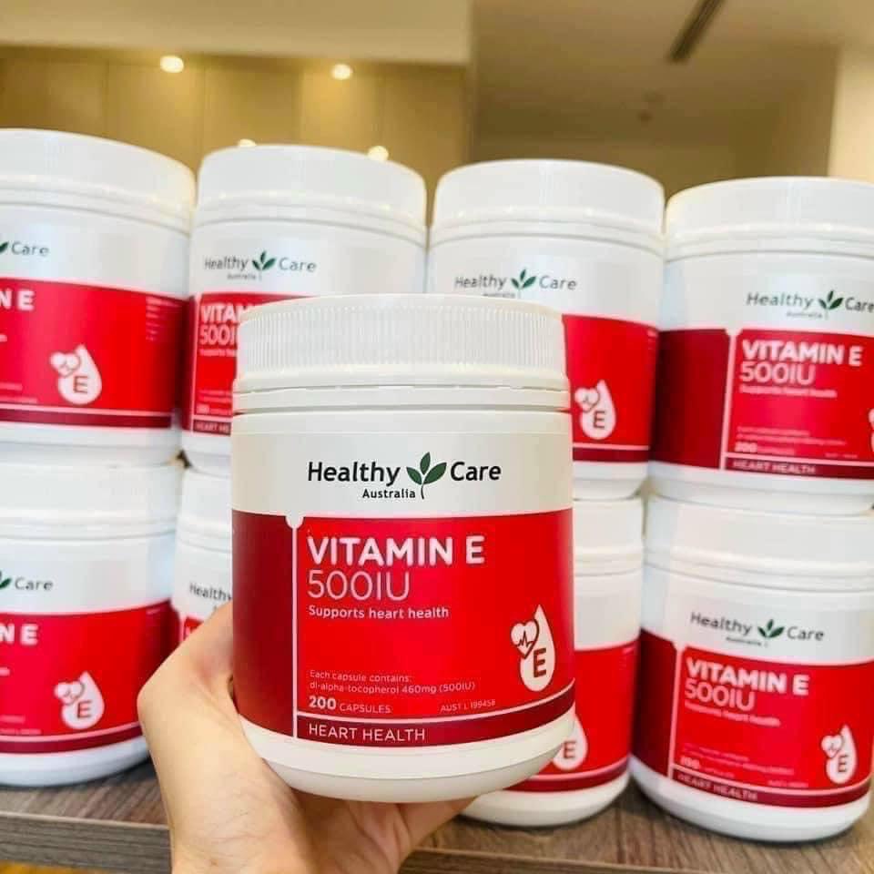 Viên uống vitamin e healthy care 500iu 200 viên úc, giúp đẹp da, chậm lão hóa, tái tạo niêm mạc