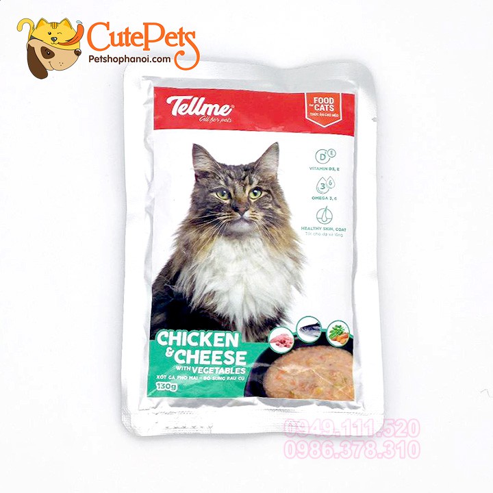 Pate cho mèo dạng sốt Tellme 130g 100% nguyên liệu tự nhiên - CutePets