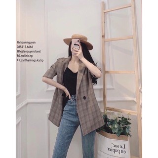 Áo vest blazer kẻ dáng rộng MSYA11
