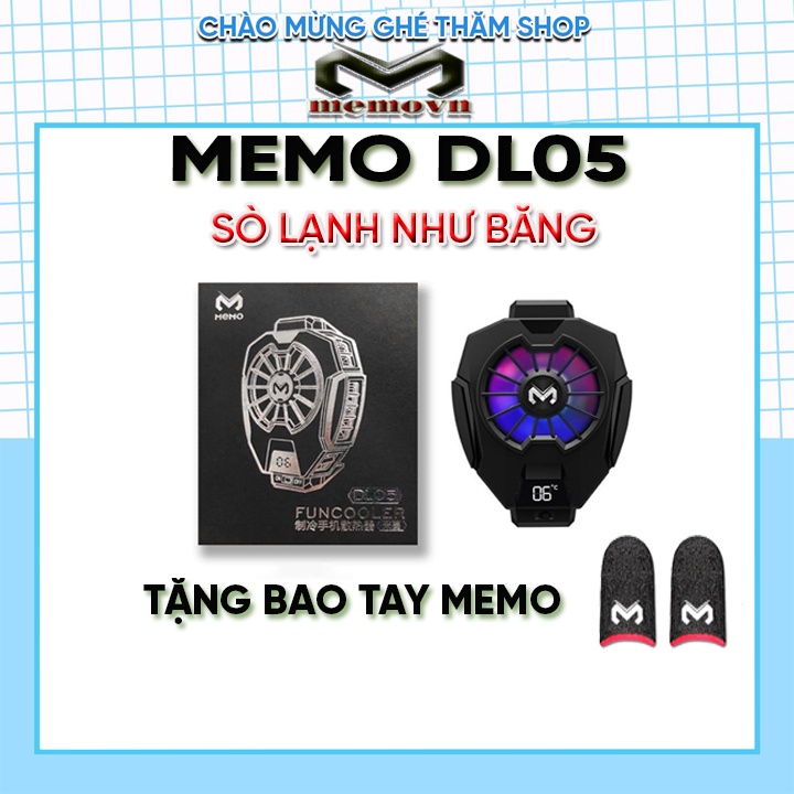 Quạt tản nhiệt gaming làm mát điện thoại tản nhiệt sò lạnh MEMO DL05 FL01 Siêu lạnh, hiển thị nhiệt độ, LED RGB