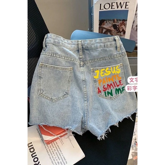 Quần Short denim Lưng Cao Ống Rộng Thời Trang Mùa Hè Dành Cho Nữ