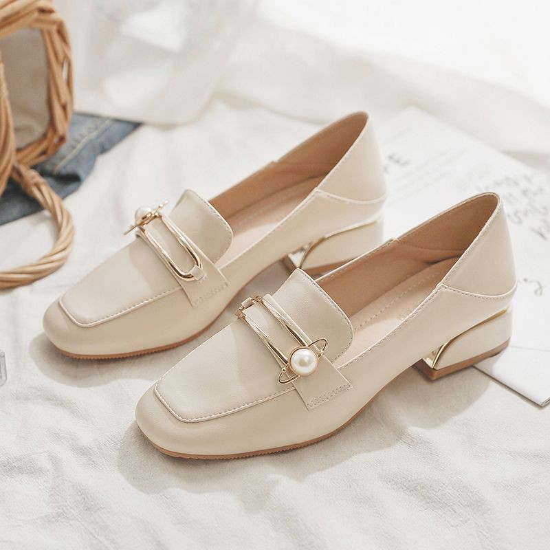 Giày nữ dáng loafer mũi vuông thời trang Hàn Quốc gót 3cm