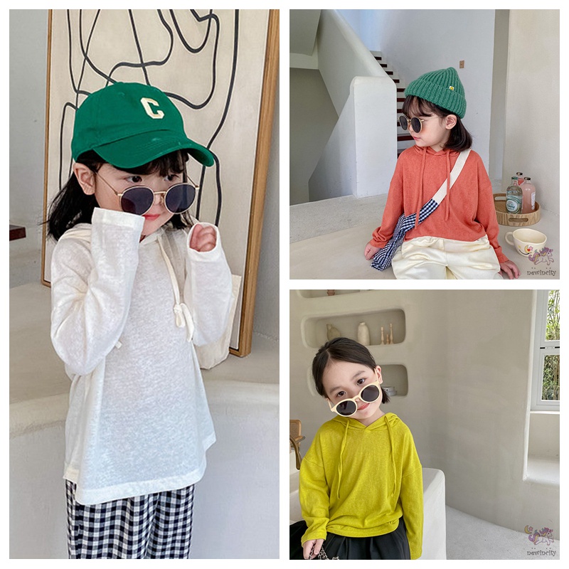 Áo hoodie cotton màu sắc xinh xắn đơn giản dành cho bé gái