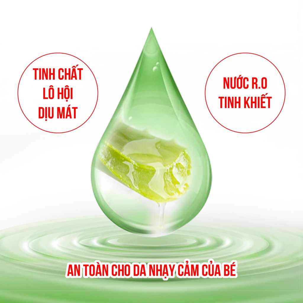 [ Tặng 1 Bao KU Khử Mùi Let-Green 15T] Khăn Ướt Em Bé Nuna 100 Miếng Tinh Chất Lô Hội