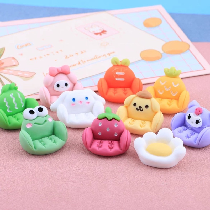 Charm Hình Ghế Mini Sanrio: Kuromi, Melody, Cinnamoroll, Pompompurin, Keroppi