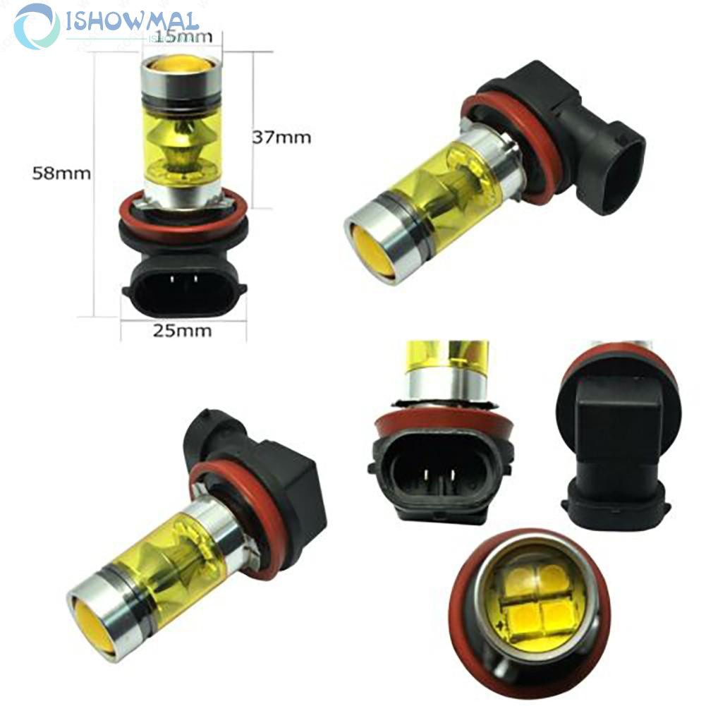 Set 2 bóng đèn LED ánh sáng vàng 100w 1500lm 4300k Dc 12v-24v Drl H11 H8 Bi Gầm Ô Tô đèn gầm ren