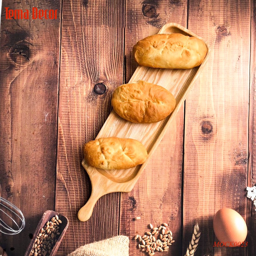 Khay gỗ decor Tema - Khay gỗ đựng đồ ăn gỗ tần bì hình oval có tay cầm tiện dụng | BigBuy360 - bigbuy360.vn