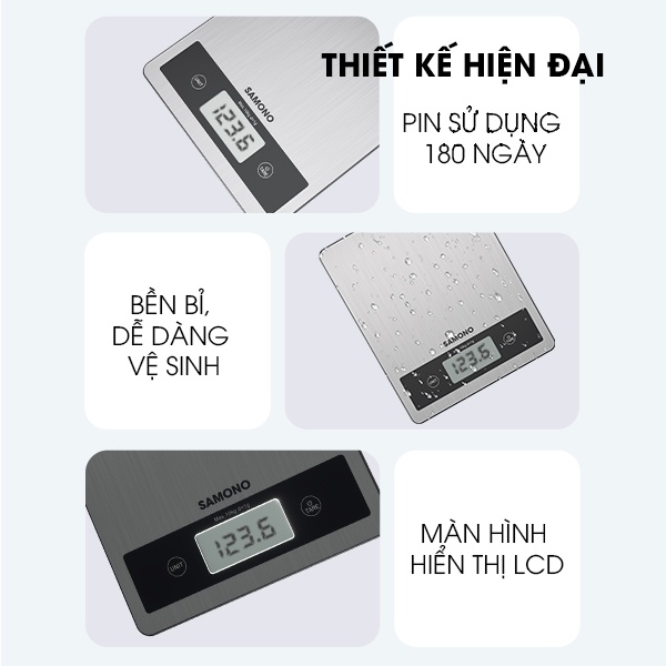 Cân tiểu ly điện tử mini SAMONO SW-KS03 dùng cho nhà bếp độ chính xác cao từ 3g đến 10kg - Hàng chính hãng