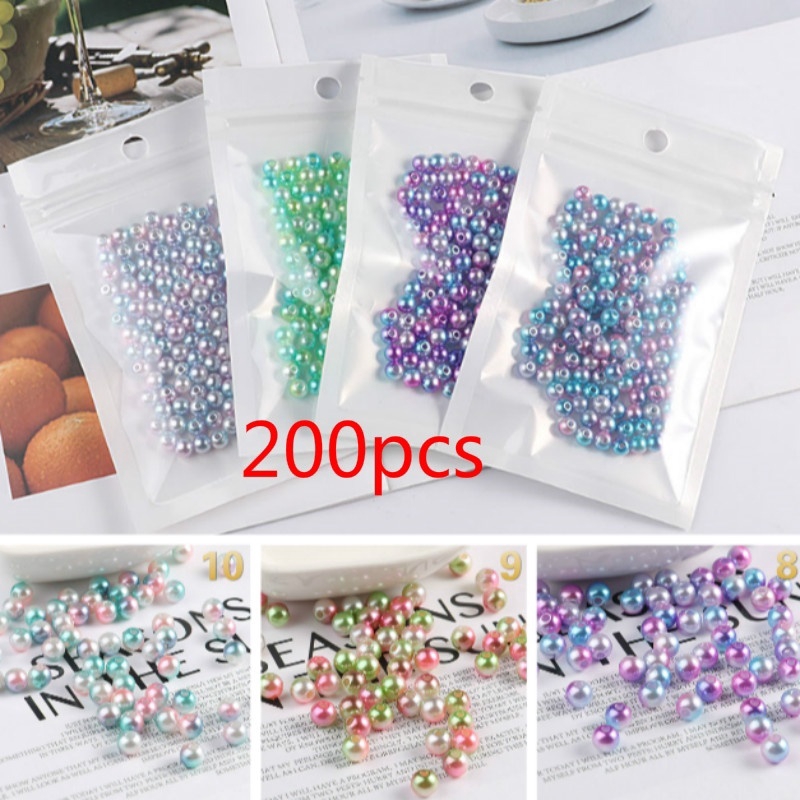 Gói 200 Hạt Ngọc Trai Giả Đường Kính 4mm Dùng Làm Trang Sức Thủ Công