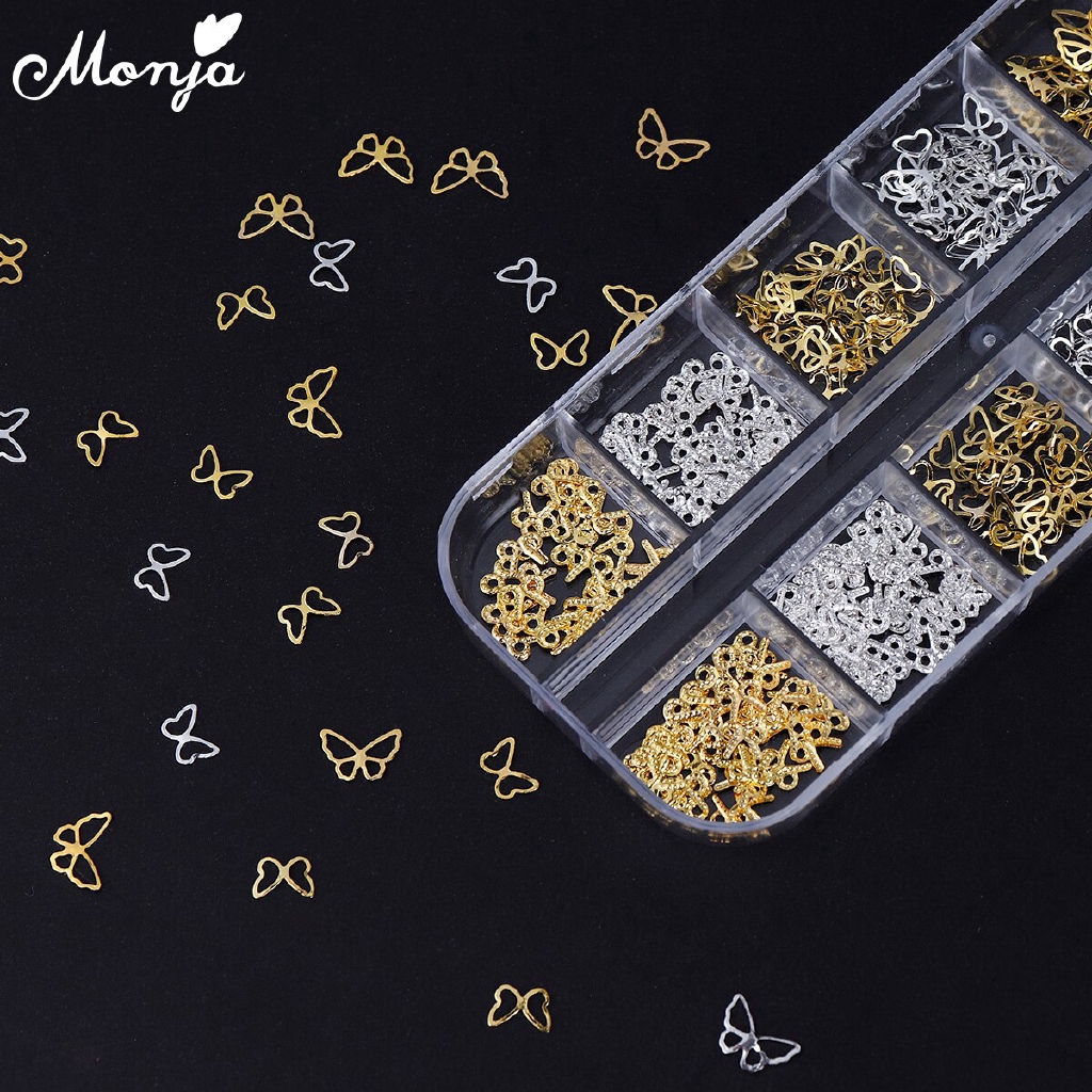 MONJA Bộ Phụ Kiện Trang Trí Móng Tay Hình Bướm 3d