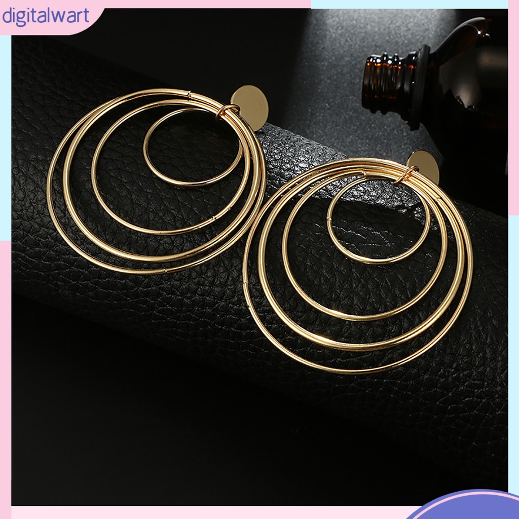 Khuyên tai vòng tròn nhiều lớp phong cách cổ điển thanh lịch dành cho nữ