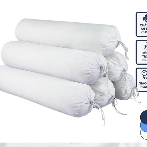 Ruột Gối Ôm Cao Cấp, 30X100cm, Bông Tinh Khiết, Mềm Mịn