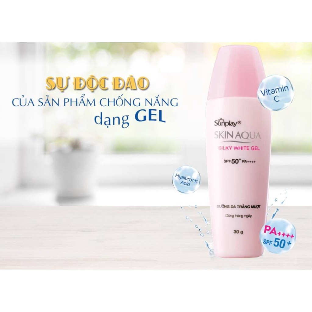 Gel chống nắng dưỡng da trắng mịn Sunplay Skin Aqua Silky White Gel SPF5