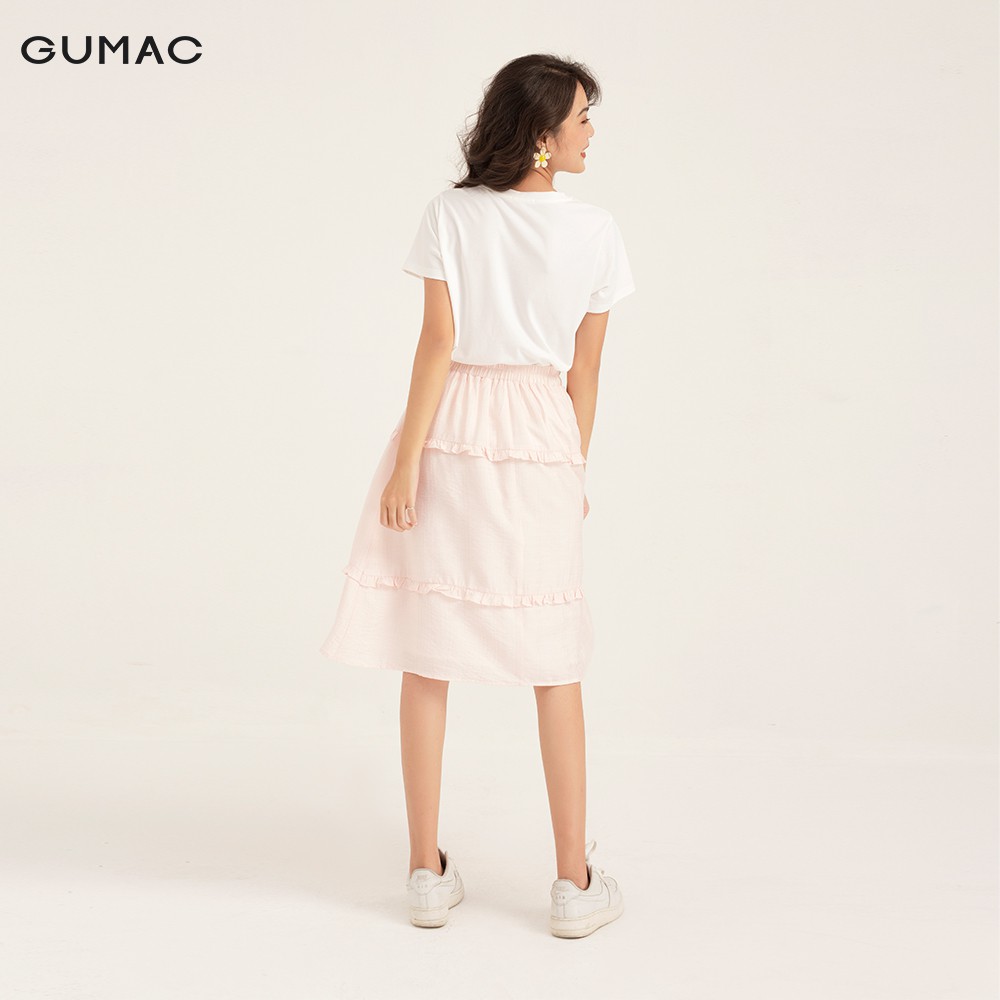 [Mã WABRGTET giảm 10% đơn 250k] Áo thun nữ tay ngắn trơn cơ bản GUMAC màu trắng thiết kế trẻ trung, AMB135